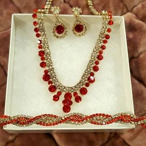 Red Crystal Costume Jewlery Set